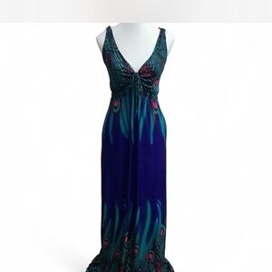 NEED GONE 💥💥Elegant Blue and Green Maxi Dress